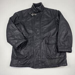 Piccini Leather Jacket Mens 54 Black Made in Italy Quilted Lined Lampo‎ Zip Moto